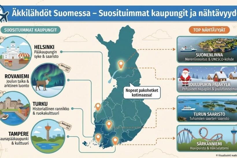 Äkkilähdöt Suomessa – Suosituimmat kaupungit ja nähtävyydet