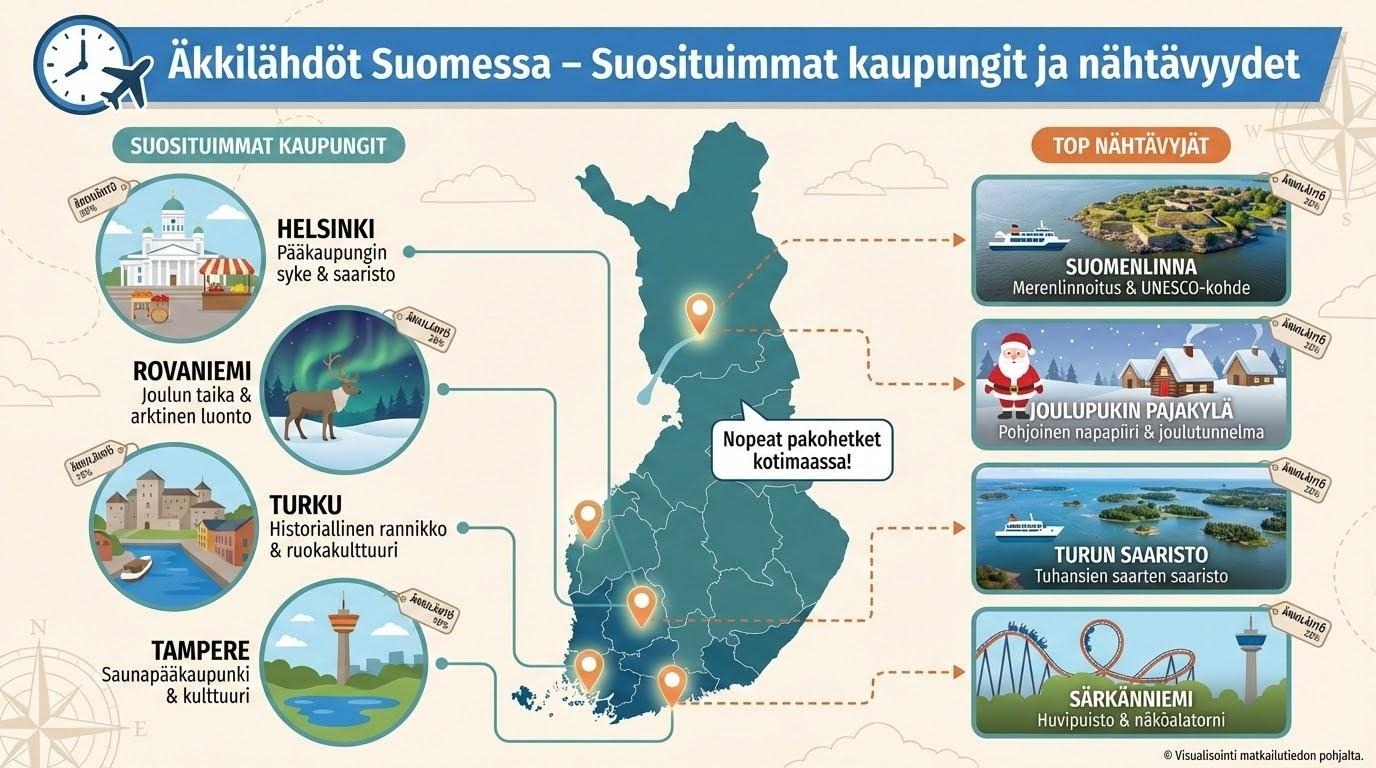 Äkkilähdöt Suomessa – Suosituimmat kaupungit ja nähtävyydet